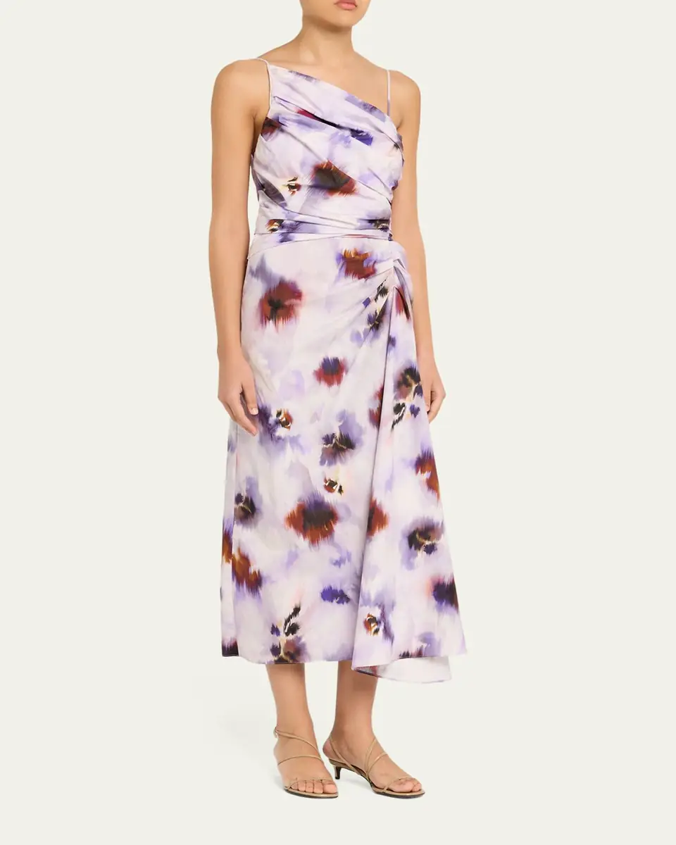 A.L.C. Juno Asymmetric Floral Midi Dress | Thumbnail 2 A.L.C. Juno Asymmetric Floral Midi Dress | Thumbnail 2