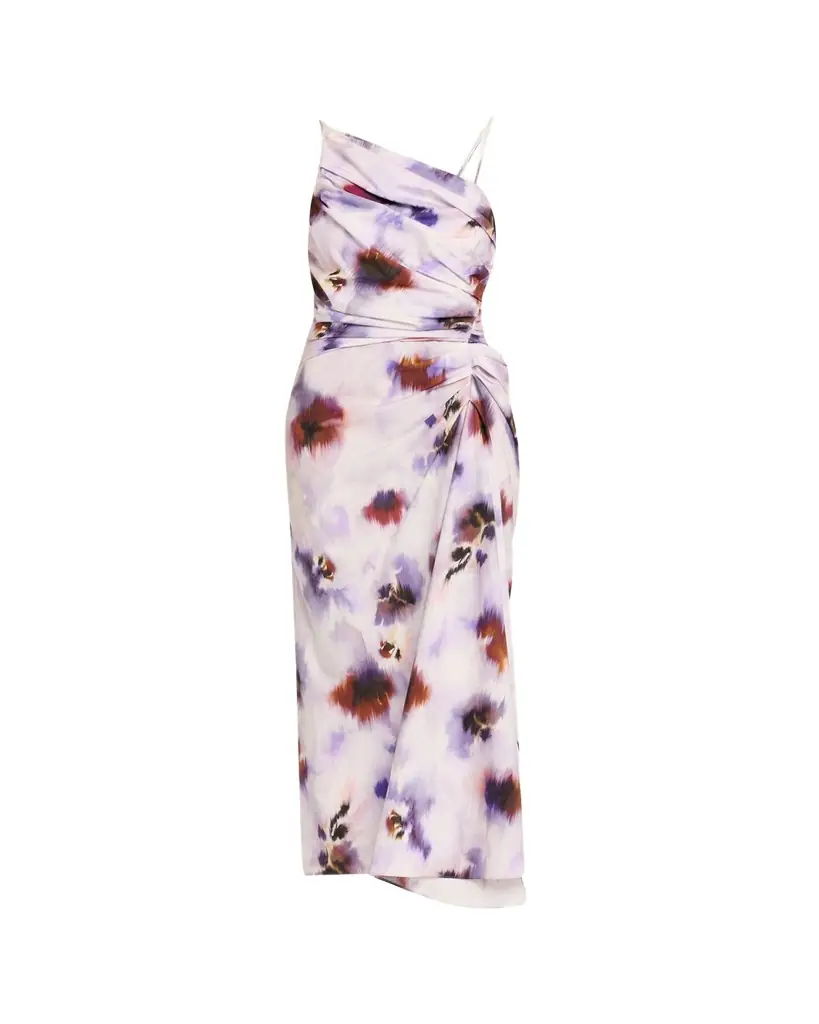 A.L.C. Juno Asymmetric Floral Midi Dress | Image 1 A.L.C. Juno Asymmetric Floral Midi Dress | Image 1