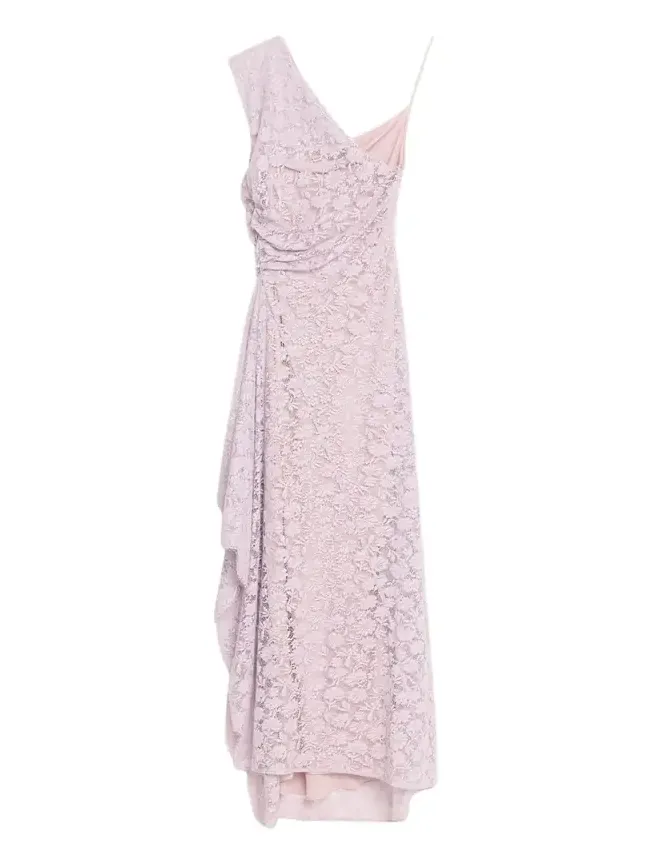Gia Asymmetric Draped Lace Gown