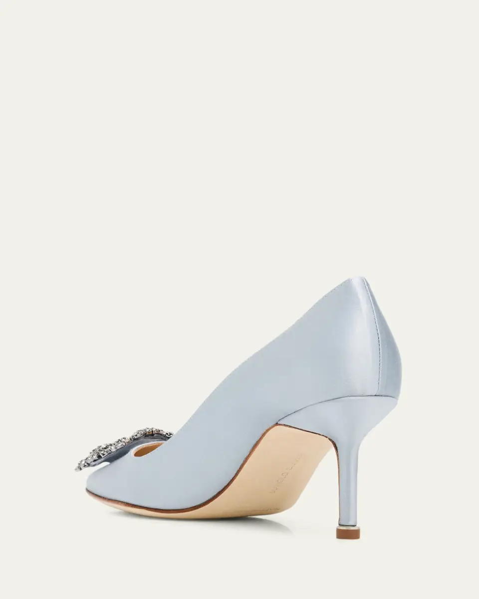 Manolo Blahnik 70mm Hangisi Satin Crystal-Buckle Pumps | Thumbnail 2 Manolo Blahnik 70mm Hangisi Satin Crystal-Buckle Pumps | Thumbnail 2