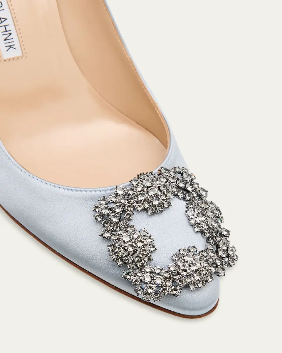 Manolo Blahnik 70mm Hangisi Satin Crystal-Buckle Pumps | Thumbnail 3 Manolo Blahnik 70mm Hangisi Satin Crystal-Buckle Pumps | Thumbnail 3