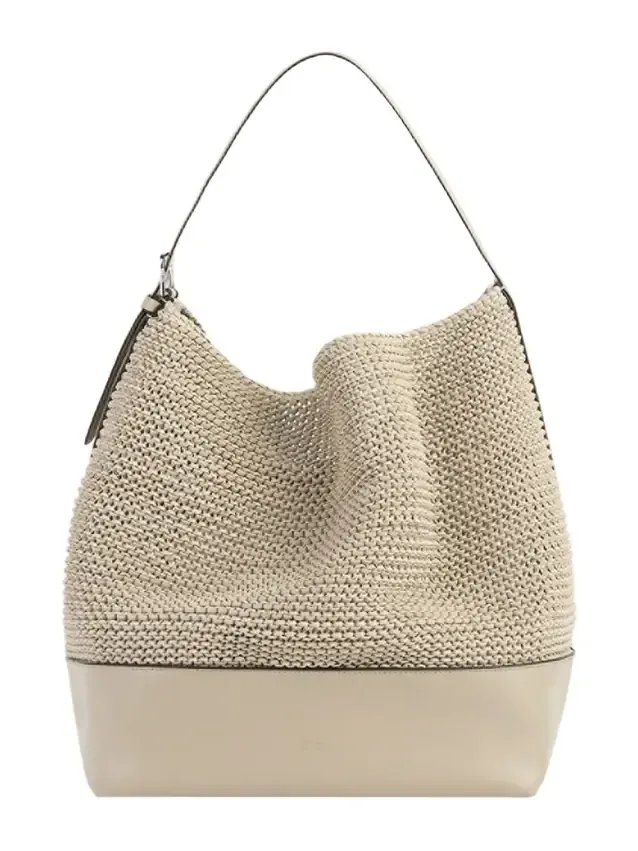 Belted Woven Leather Tote Bag
