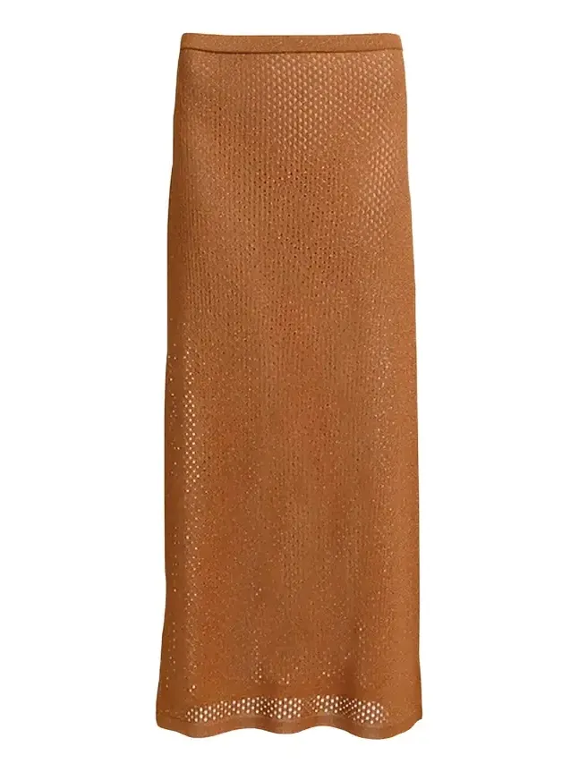 Diane von Furstenberg Harmon Straight Shimmer Mesh Knit Maxi Skirt