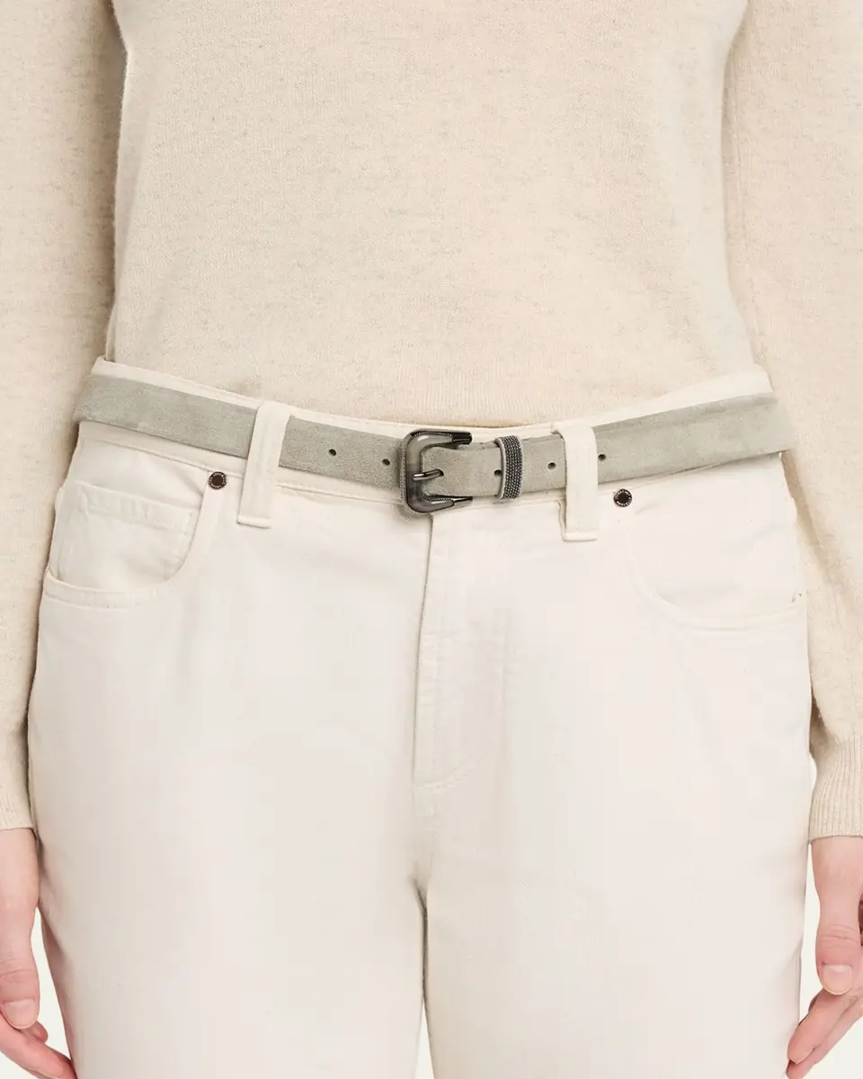 Brunello Cucinelli Suede Belt with Shiny Loop | Thumbnail 2