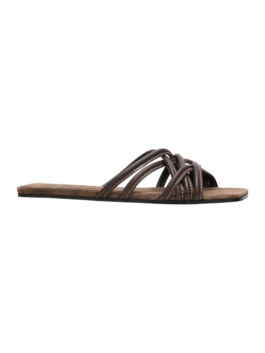 Leather Strappy Slide Sandals Leather Strappy Slide Sandals