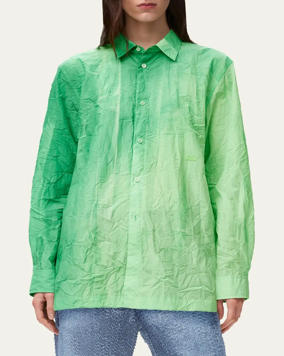 Loewe Ombre Crinkled Cotton Button-Down Shirt | Thumbnail 3 Loewe Ombre Crinkled Cotton Button-Down Shirt | Thumbnail 3