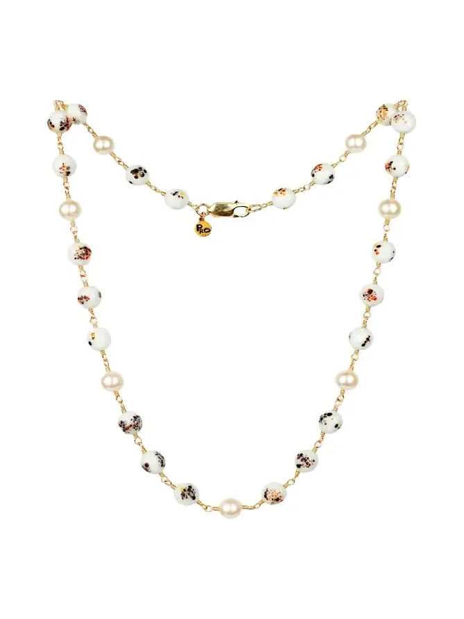 Speckle Necklace with Baroque Pearls and Japanese Glass Speckle Necklace with Baroque Pearls and Japanese Glass