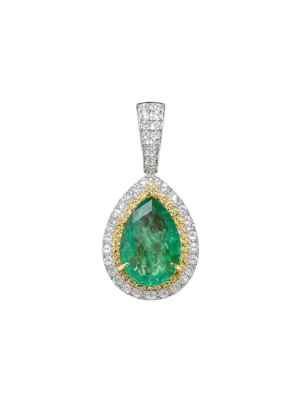 5.39ct Emerald Diamond 18K Gold Dangle Pendant 5.39ct Emerald Diamond 18K Gold Dangle Pendant
