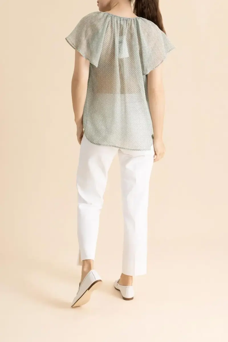 MAISON COMMON Lattice Flutter Cap Sleeve Blouse | Thumbnail 4
