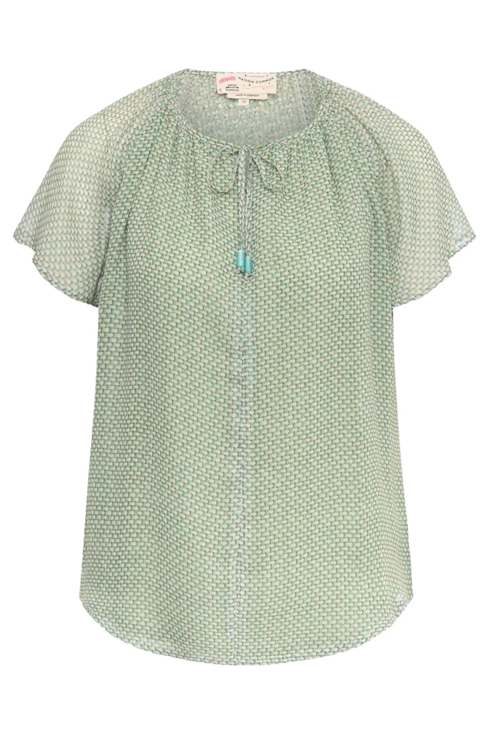 Lattice Flutter Cap Sleeve Blouse