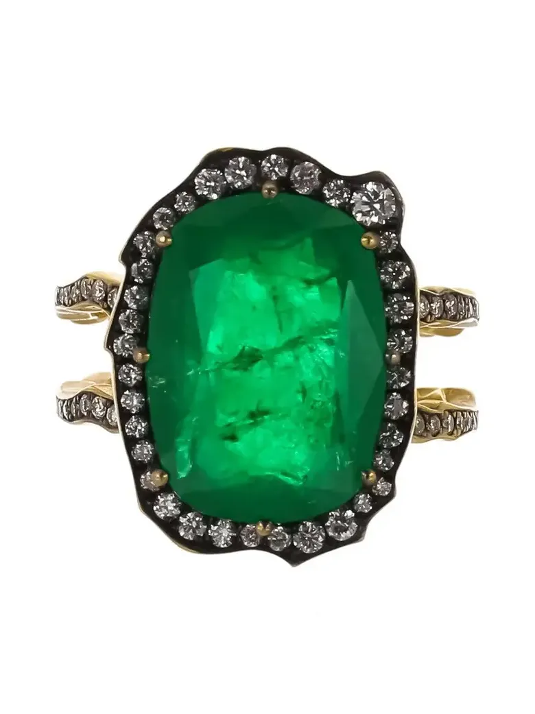 Zambian Emerald Double Shank Ring
