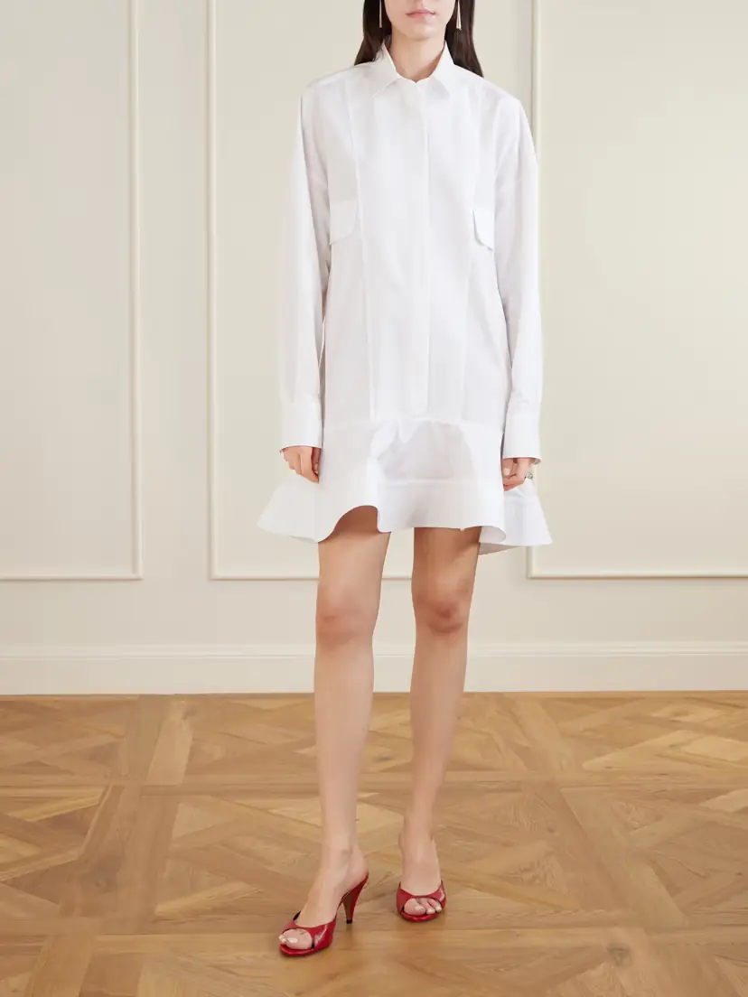 Stella McCartney Piqué-trimmed Cotton-poplin Mini Dress | Thumbnail 2 Stella McCartney Piqué-trimmed Cotton-poplin Mini Dress | Thumbnail 2