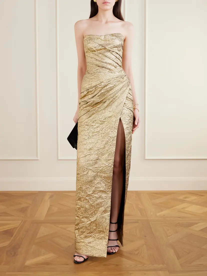 Marmar Halim Pleated Crinkled Lamé Gown | Thumbnail 2 Marmar Halim Pleated Crinkled Lamé Gown | Thumbnail 2