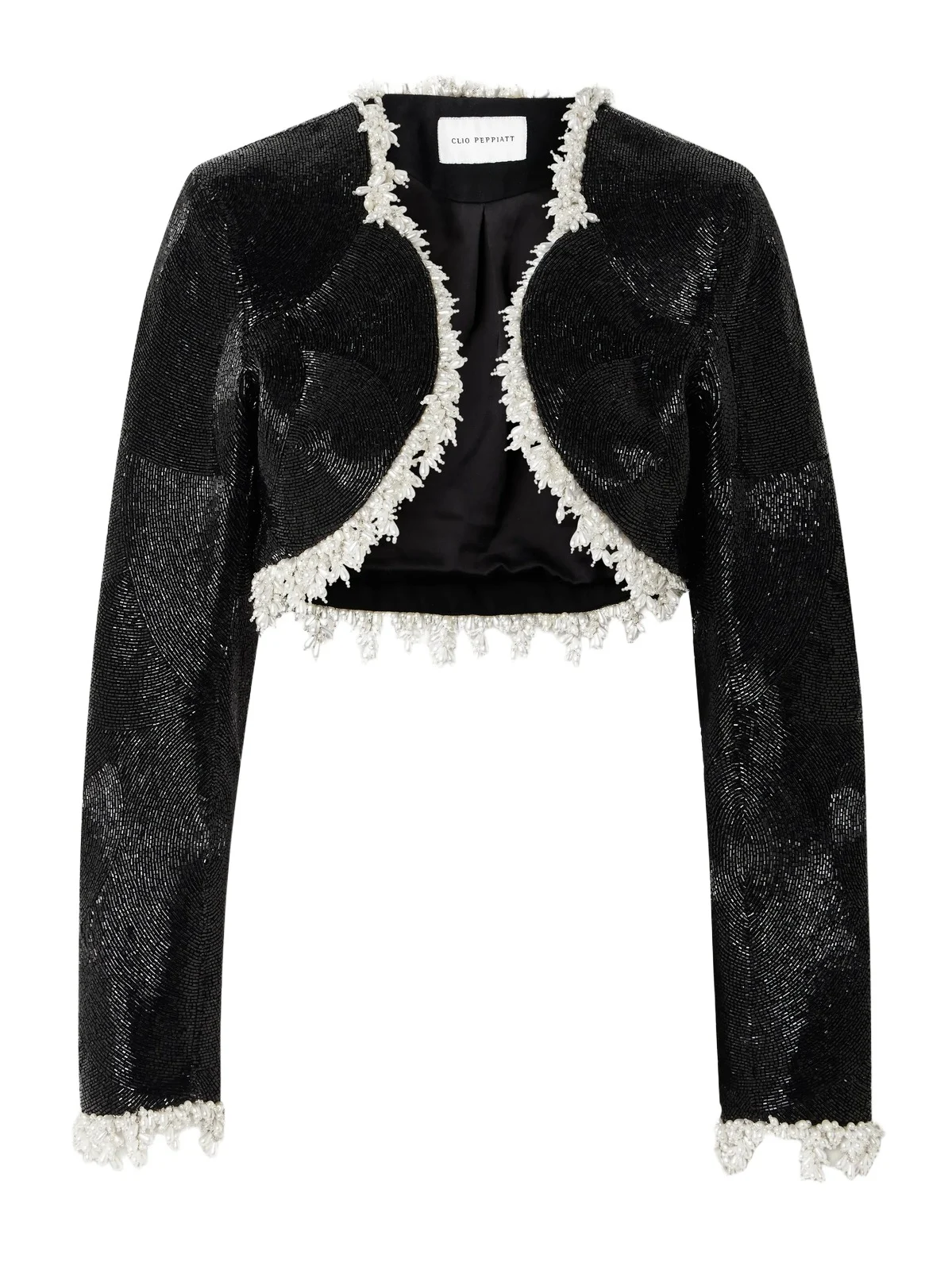 Margot Cropped Embellished Satin Jacket Margot Cropped Embellished Satin Jacket