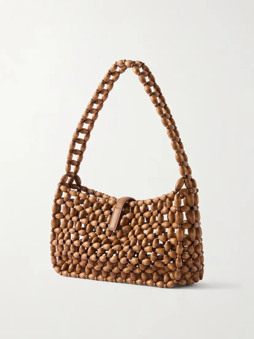 Saint Laurent Le 5 À 7 Leather-trimmed Woven Wood Shoulder Bag | Thumbnail 4 Saint Laurent Le 5 À 7 Leather-trimmed Woven Wood Shoulder Bag | Thumbnail 4