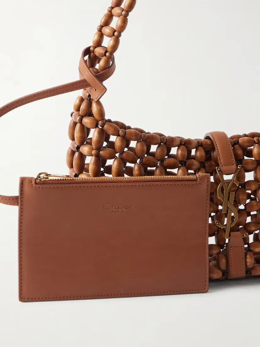 Saint Laurent Le 5 À 7 Leather-trimmed Woven Wood Shoulder Bag | Thumbnail 5 Saint Laurent Le 5 À 7 Leather-trimmed Woven Wood Shoulder Bag | Thumbnail 5