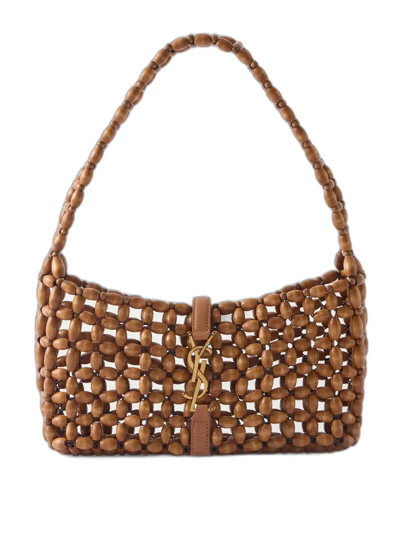 Le 5 À 7 Leather-trimmed Woven Wood Shoulder Bag