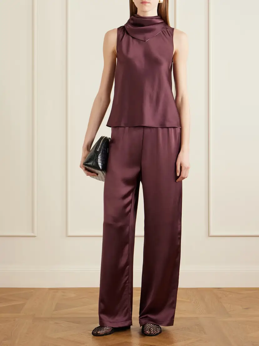 LESET Barb Draped Satin Blouse | Thumbnail 2 LESET Barb Draped Satin Blouse | Thumbnail 2