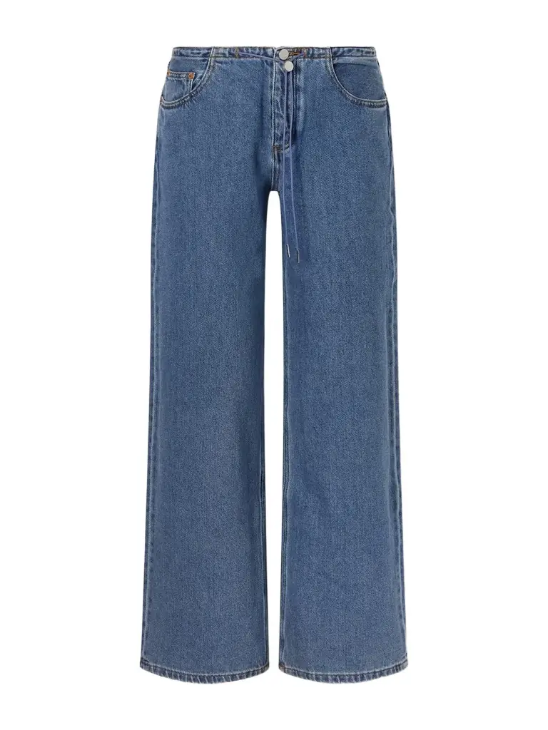 Cool Drawstring Mid-rise Wide-leg Jeans