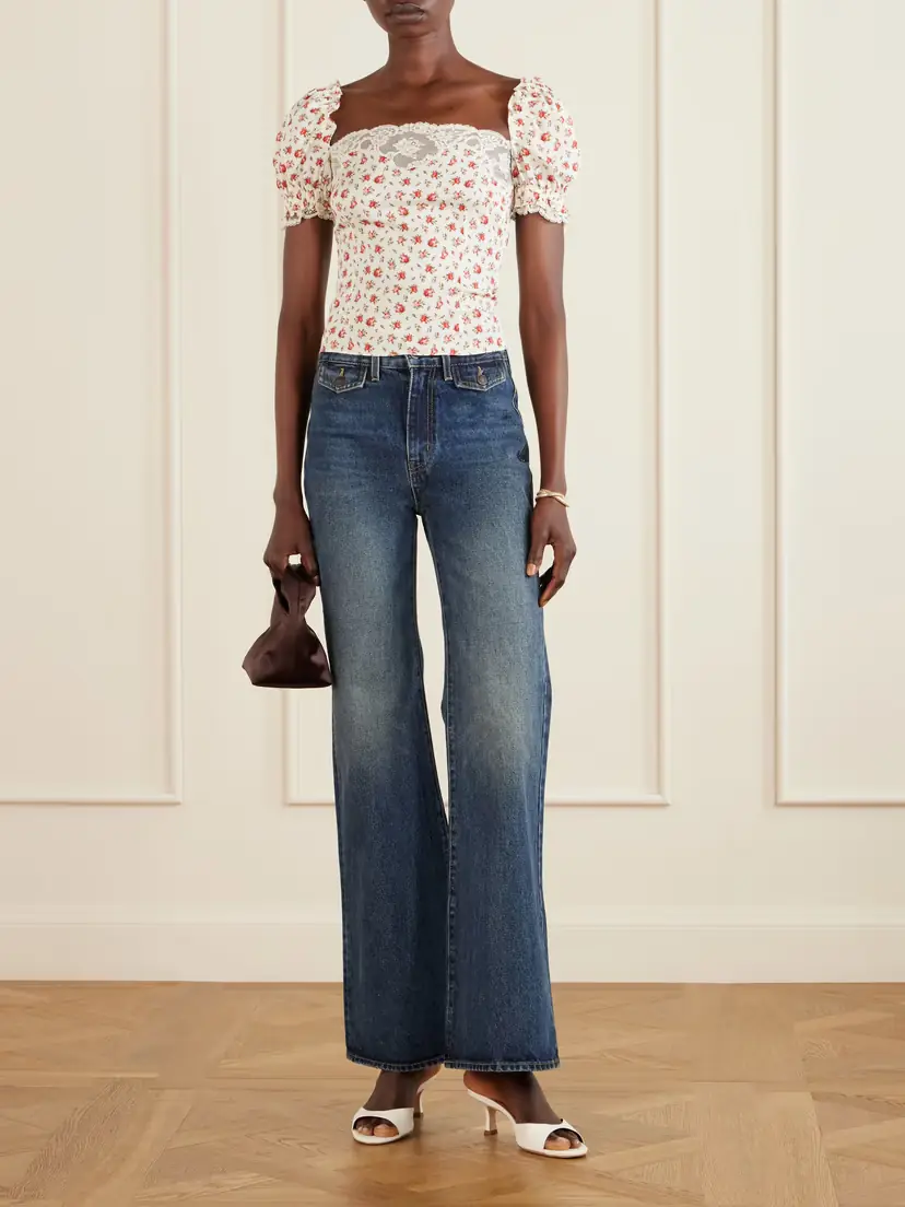 Dolce & Gabbana Floral-print Lace-trimmed Silk-blend Blouse | Thumbnail 2 Dolce & Gabbana Floral-print Lace-trimmed Silk-blend Blouse | Thumbnail 2