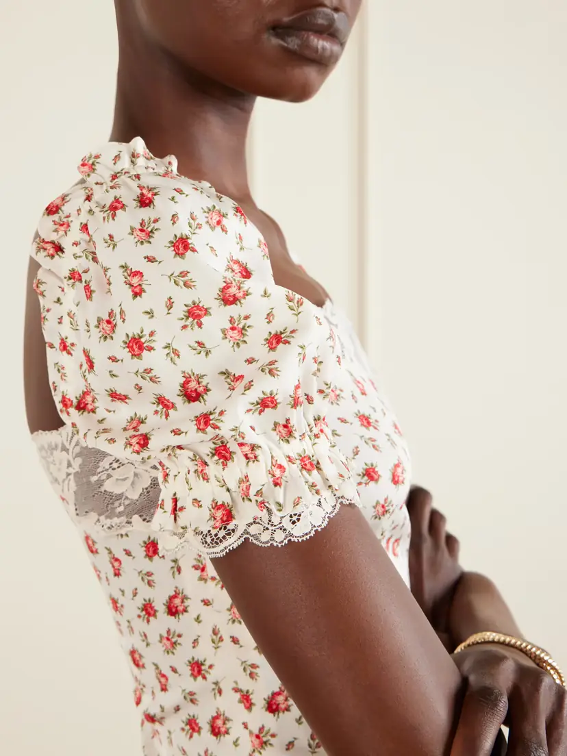 Dolce & Gabbana Floral-print Lace-trimmed Silk-blend Blouse | Thumbnail 4 Dolce & Gabbana Floral-print Lace-trimmed Silk-blend Blouse | Thumbnail 4