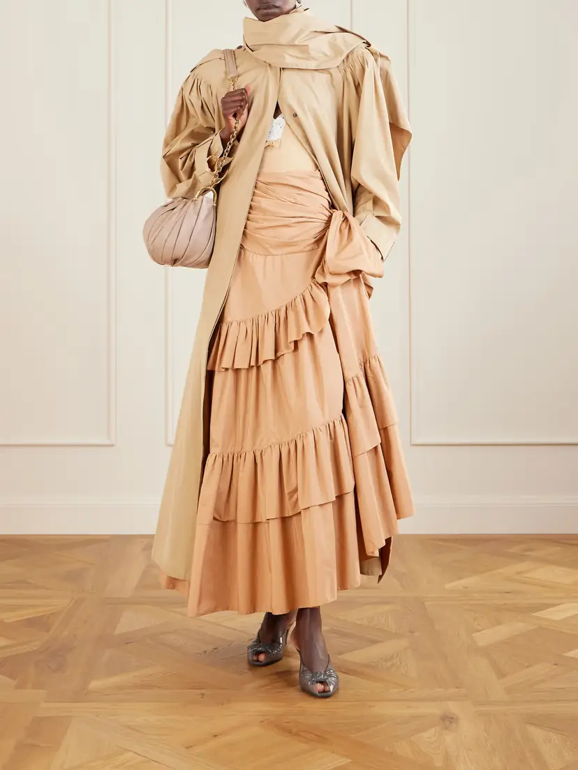 Chloé Bow-detailed Ruffled Organic Cotton-poplin Midi Skirt | Thumbnail 2 Chloé Bow-detailed Ruffled Organic Cotton-poplin Midi Skirt | Thumbnail 2