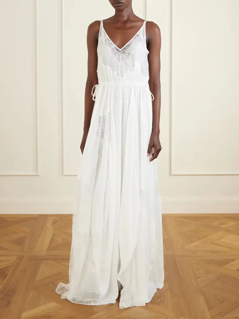 Heirlome Josephine Lace-trimmed Silk-georgette Maxi Dress | Thumbnail 2 Heirlome Josephine Lace-trimmed Silk-georgette Maxi Dress | Thumbnail 2