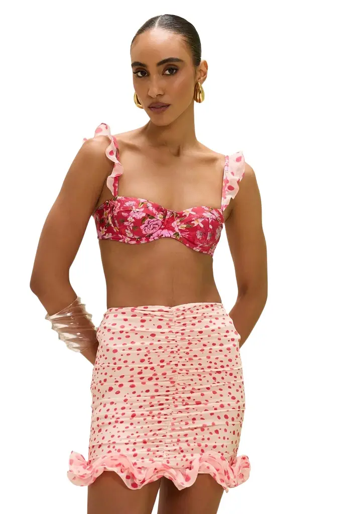 PEONY PRINT LYCRA SHORT COVERUP