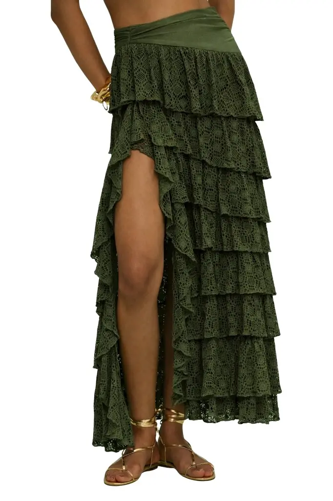 PatBo SIRENA LYCRA RUFFLE MAXI SKIRT