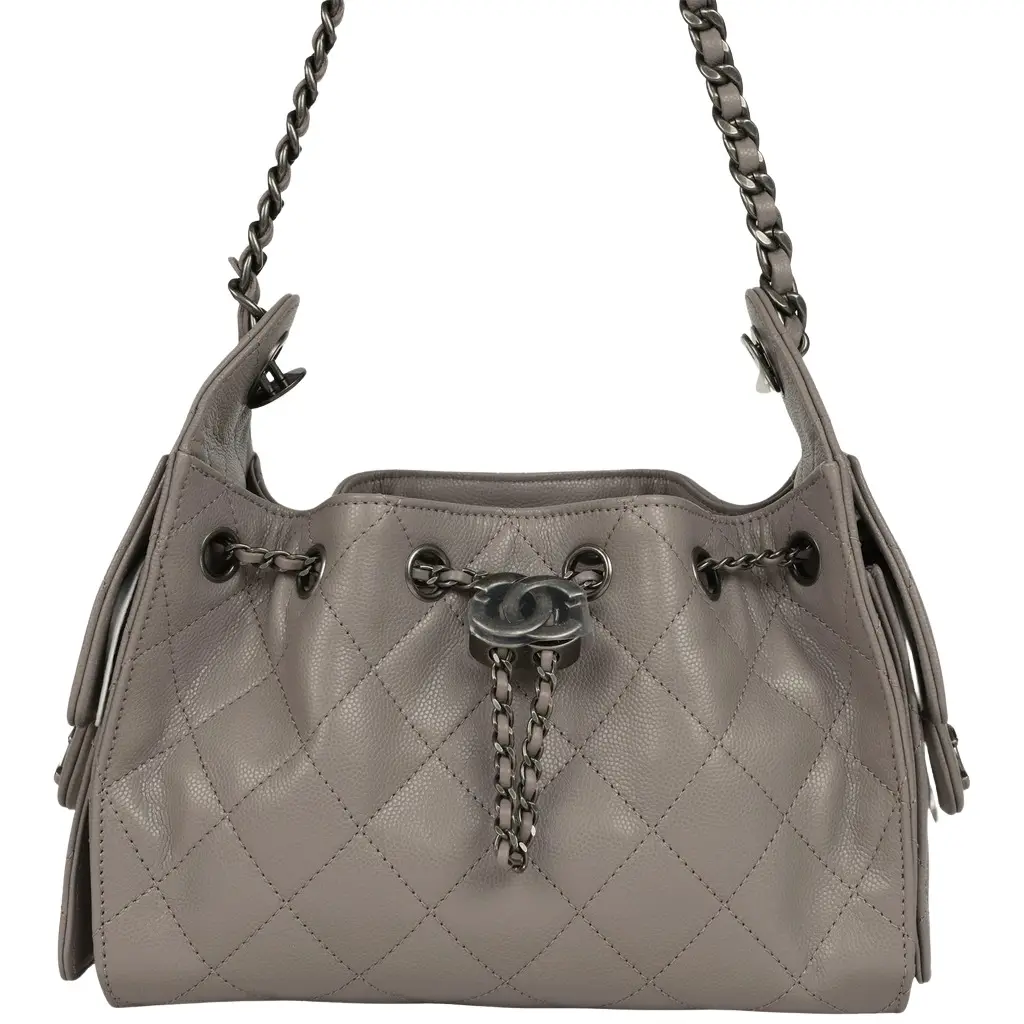 Chanel Chanel Mini 25 Hobo Bag Dark Grey Caviar Aged Ruthenium Hardware