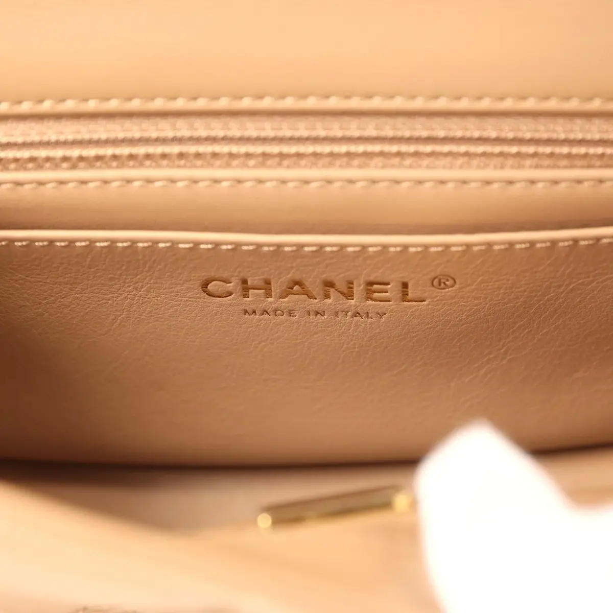 Chanel Chanel Mini Pearl Crush Square Flap Bag Beige Lambskin Brushed Gold Hardware | Thumbnail 11 Chanel Chanel Mini Pearl Crush Square Flap Bag Beige Lambskin Brushed Gold Hardware | Thumbnail 11