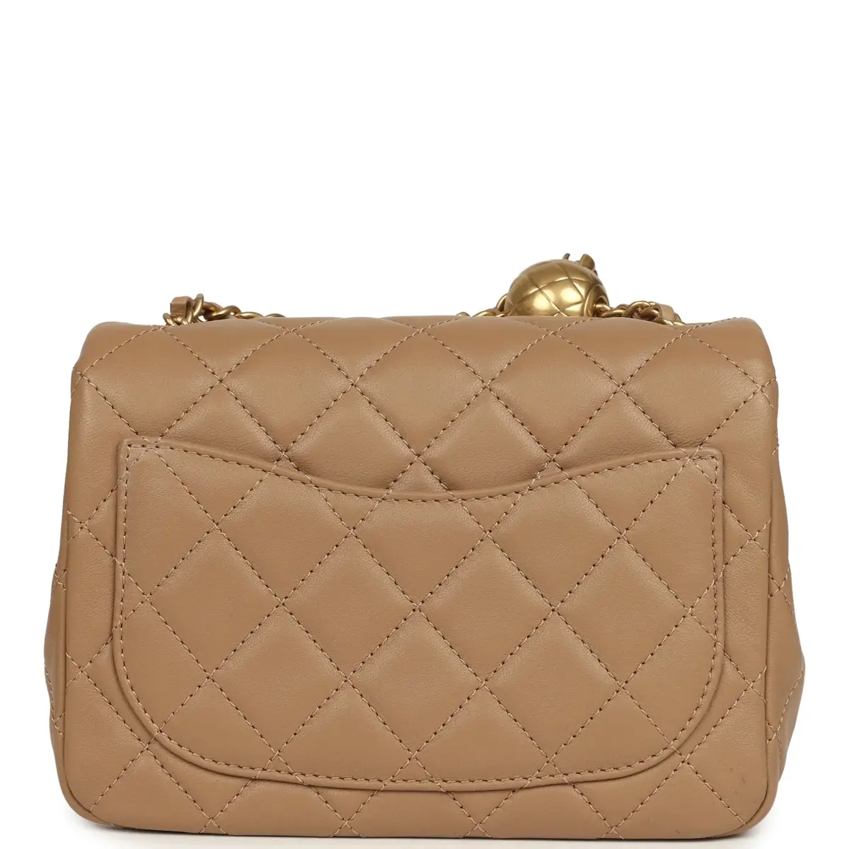 Chanel Chanel Mini Pearl Crush Square Flap Bag Beige Lambskin Brushed Gold Hardware | Thumbnail 4 Chanel Chanel Mini Pearl Crush Square Flap Bag Beige Lambskin Brushed Gold Hardware | Thumbnail 4