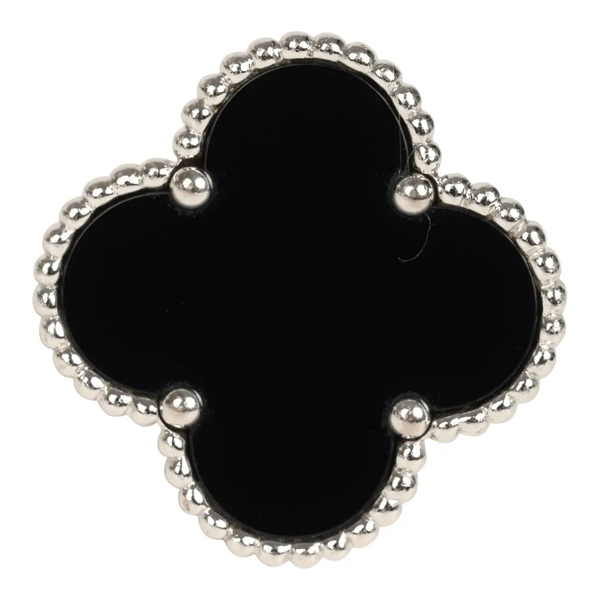 Van Cleef & Arpels Pre-owned Van Cleef & Arpels Magic Alhambra Ring Onyx 18K White Gold Hardware