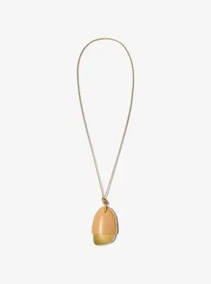 Michael Kors Collection Brushed Brass and Leather Wrapped Pendant Necklace in Natural - One Size by Michael Kors Collection | Thumbnail 2 Michael Kors Collection Brushed Brass and Leather Wrapped Pendant Necklace in Natural - One Size by Michael Kors Collection | Thumbnail 2