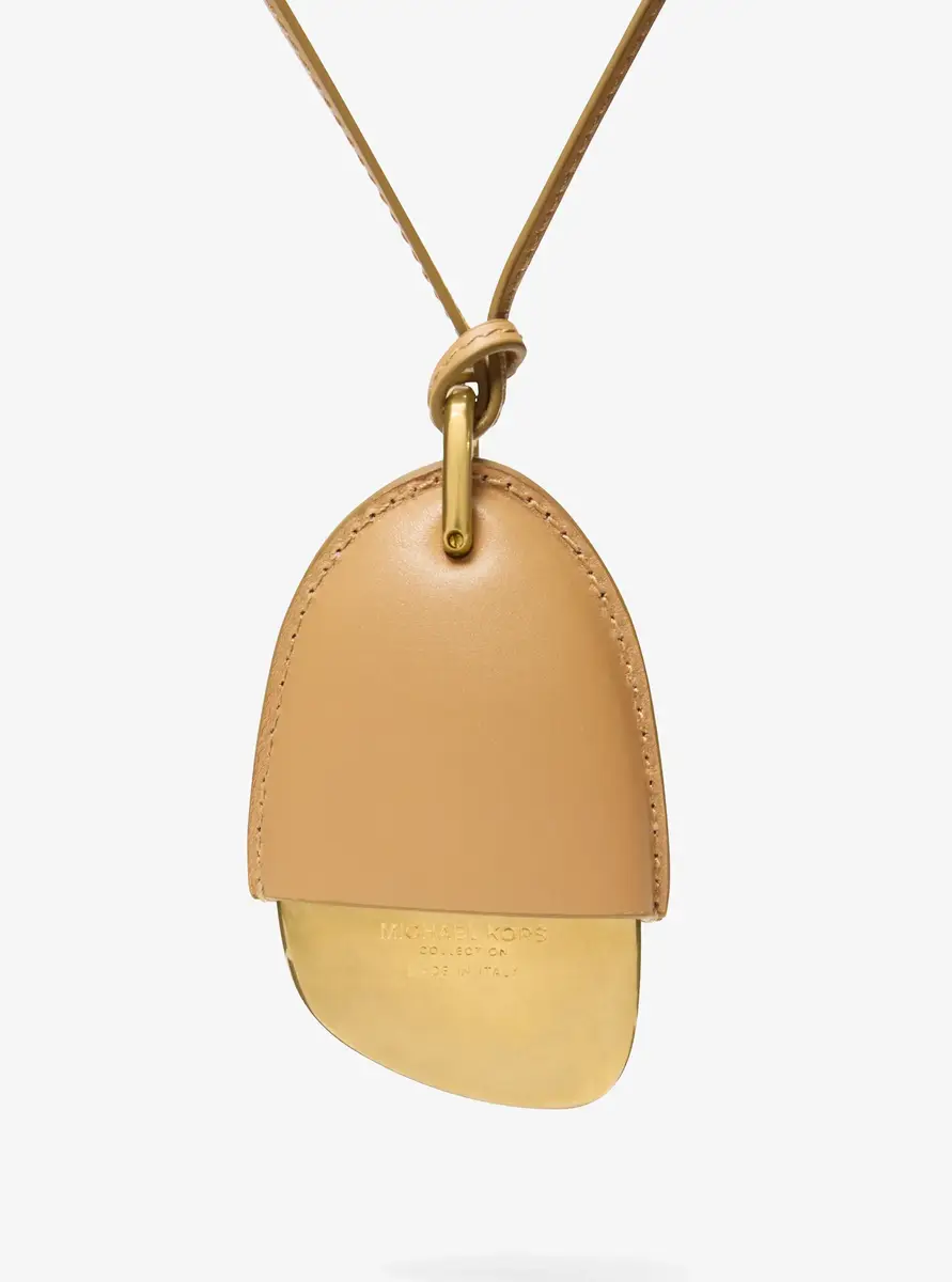 Michael Kors Collection Brushed Brass and Leather Wrapped Pendant Necklace in Natural - One Size by Michael Kors Collection | Thumbnail 14 Michael Kors Collection Brushed Brass and Leather Wrapped Pendant Necklace in Natural - One Size by Michael Kors Collection | Thumbnail 14