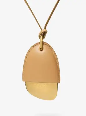 Michael Kors Collection Brushed Brass and Leather Wrapped Pendant Necklace in Natural - One Size by Michael Kors Collection | Thumbnail 3 Michael Kors Collection Brushed Brass and Leather Wrapped Pendant Necklace in Natural - One Size by Michael Kors Collection | Thumbnail 3