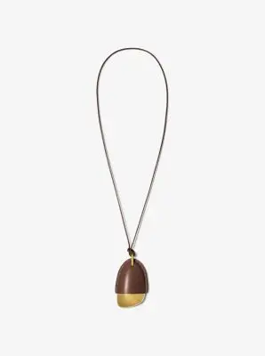 Michael Kors Collection Brushed Brass and Leather Wrapped Pendant Necklace in Natural - One Size by Michael Kors Collection | Thumbnail 10 Michael Kors Collection Brushed Brass and Leather Wrapped Pendant Necklace in Natural - One Size by Michael Kors Collection | Thumbnail 10