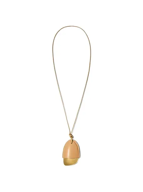 Michael Kors Collection Brushed Brass and Leather Wrapped Pendant Necklace | Image 1 Michael Kors Collection Brushed Brass and Leather Wrapped Pendant Necklace | Image 1