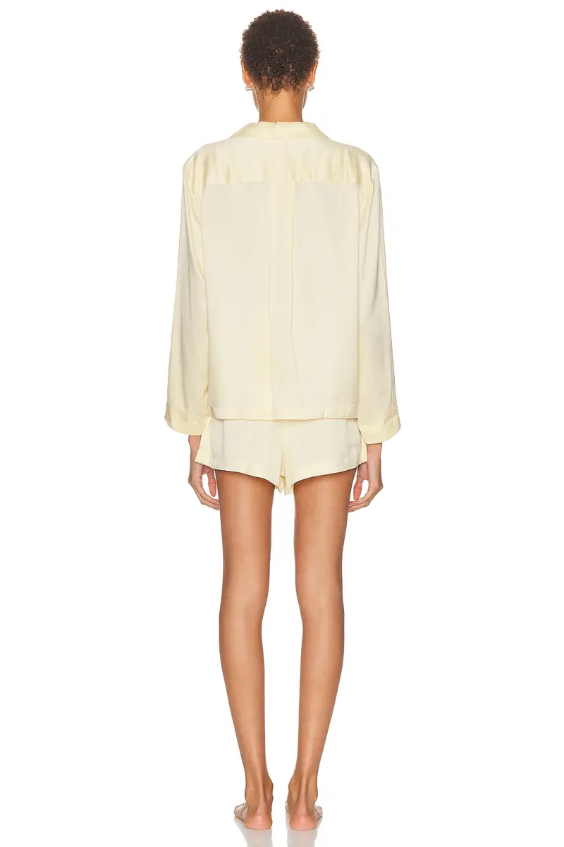 Lunya Washable Silk Button Up Long Sleeve Short Pajama Set | Thumbnail 3