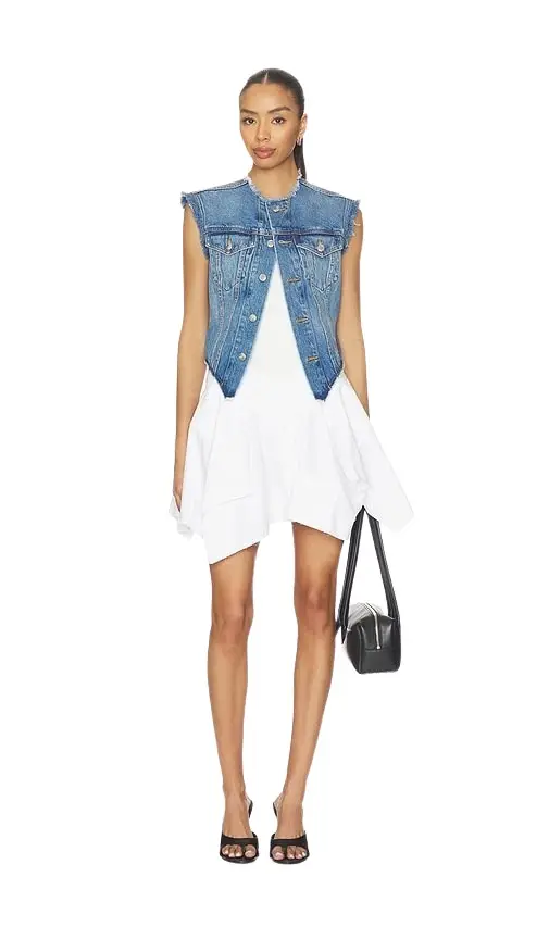 Alexander Wang Prestyle Combo Dress With Denim Vest