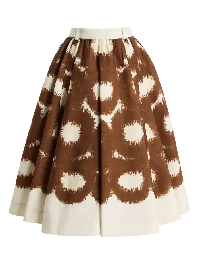 Pleated Printed Cotton-Canvas Midi Skirt Pleated Printed Cotton-Canvas Midi Skirt