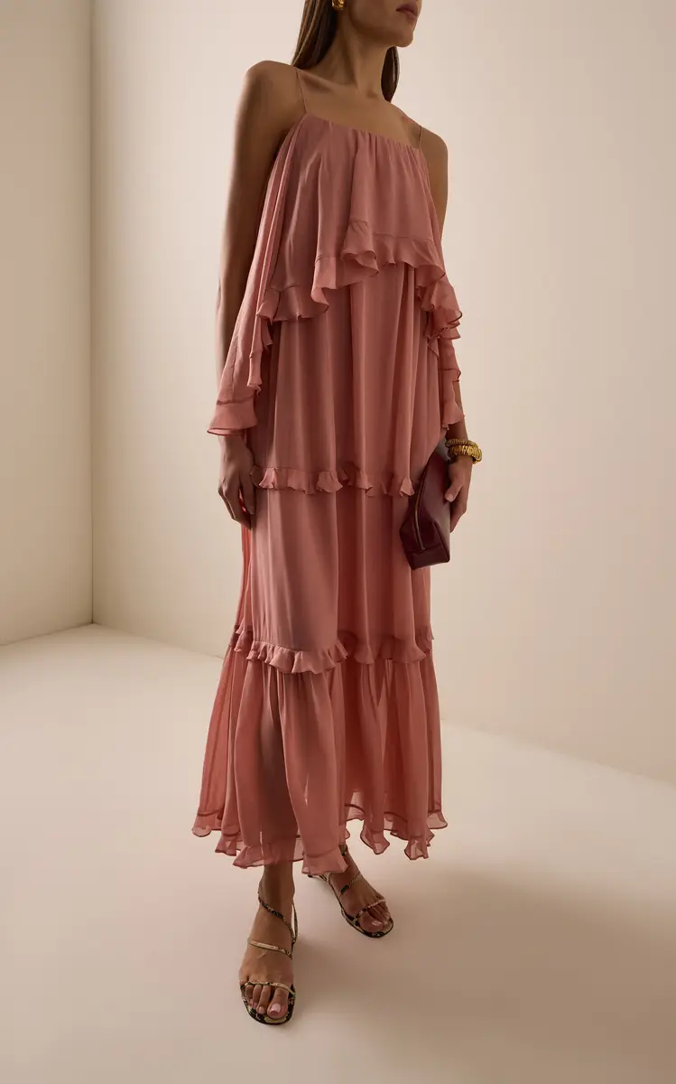 Zimmermann Luna Ruffled Georgette Midi Dress | Thumbnail 2 Zimmermann Luna Ruffled Georgette Midi Dress | Thumbnail 2