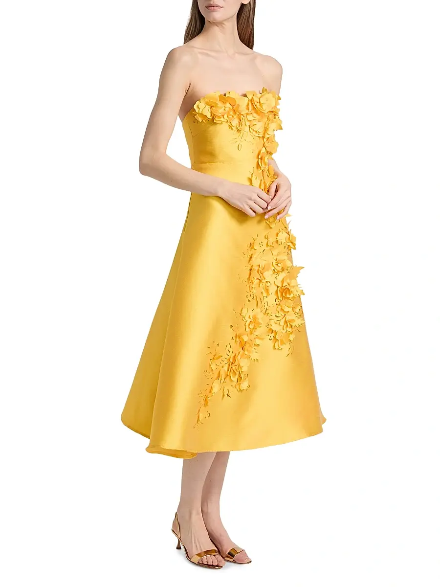 BADGLEY MISCHKA Women's Floral Applique Strapless Cocktail Dress | Thumbnail 2 BADGLEY MISCHKA Women's Floral Applique Strapless Cocktail Dress | Thumbnail 2