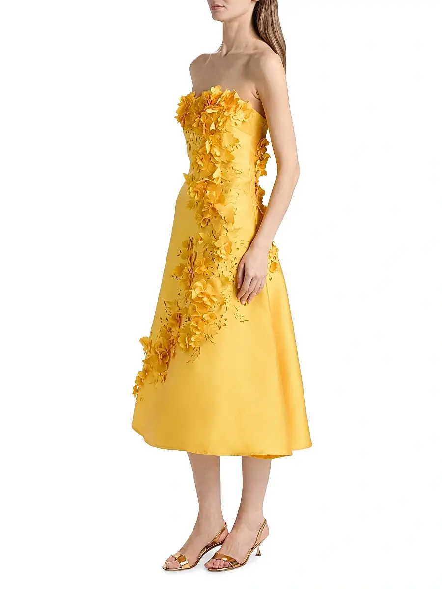 BADGLEY MISCHKA Women's Floral Applique Strapless Cocktail Dress | Thumbnail 4 BADGLEY MISCHKA Women's Floral Applique Strapless Cocktail Dress | Thumbnail 4