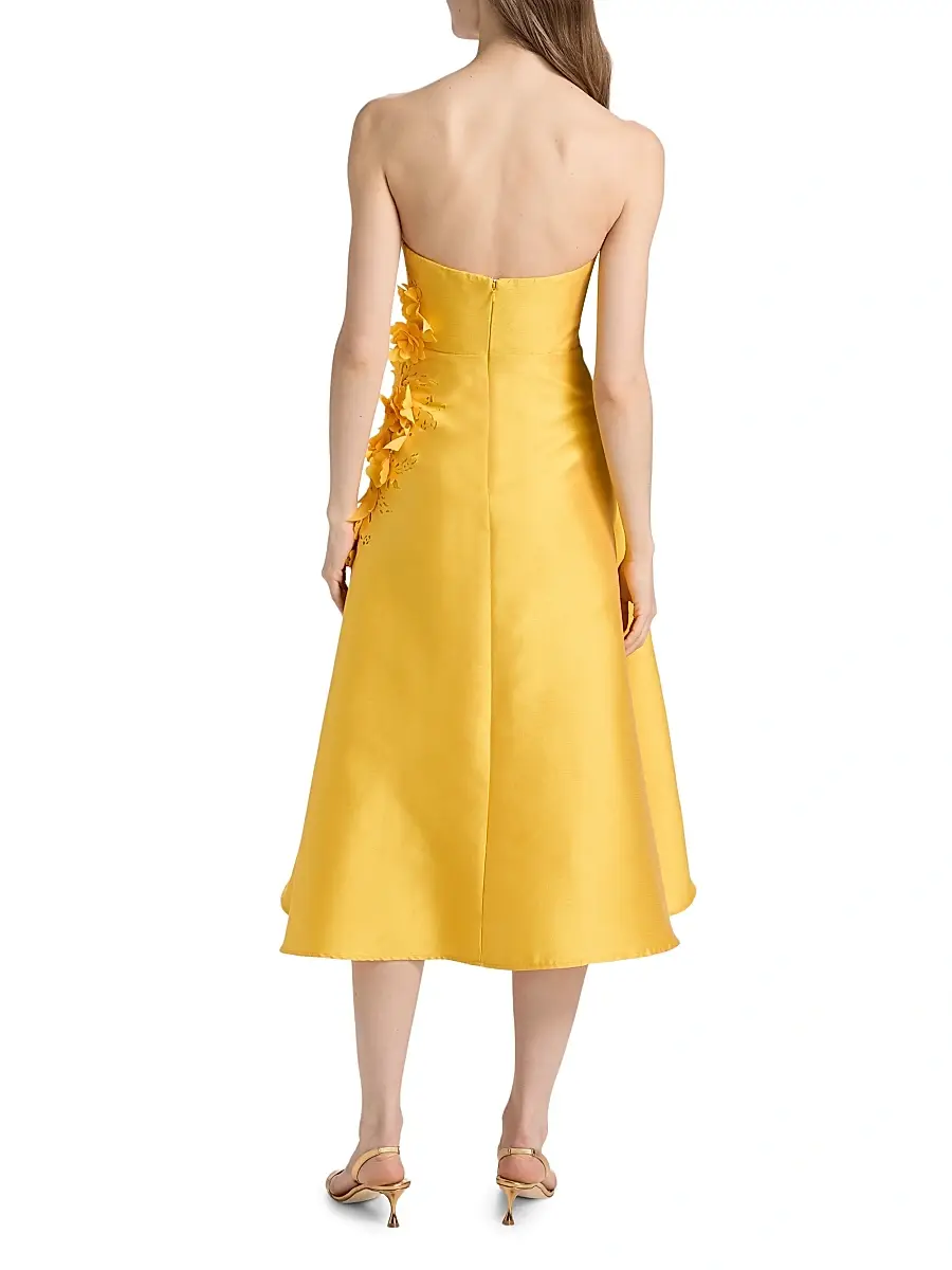 BADGLEY MISCHKA Women's Floral Applique Strapless Cocktail Dress | Thumbnail 5 BADGLEY MISCHKA Women's Floral Applique Strapless Cocktail Dress | Thumbnail 5