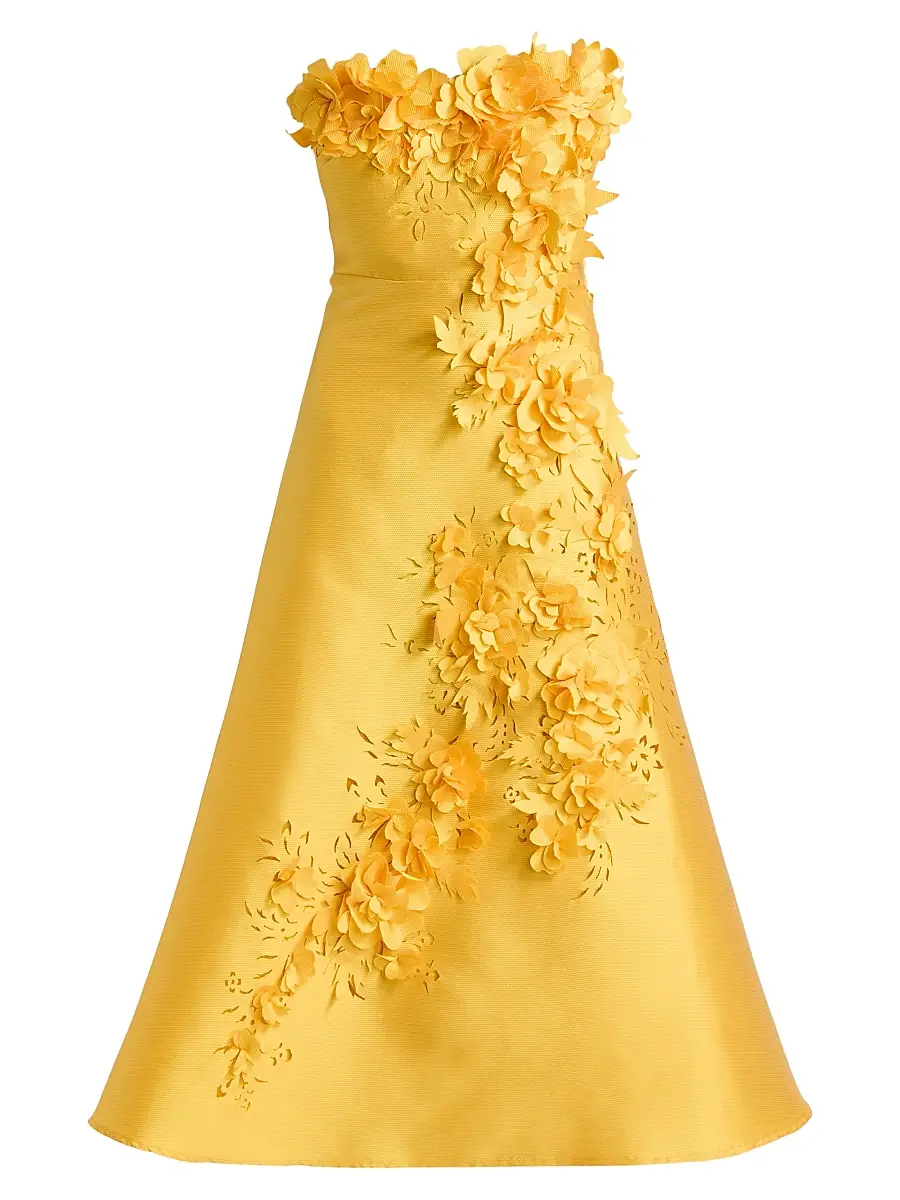 BADGLEY MISCHKA Women's Floral Applique Strapless Cocktail Dress