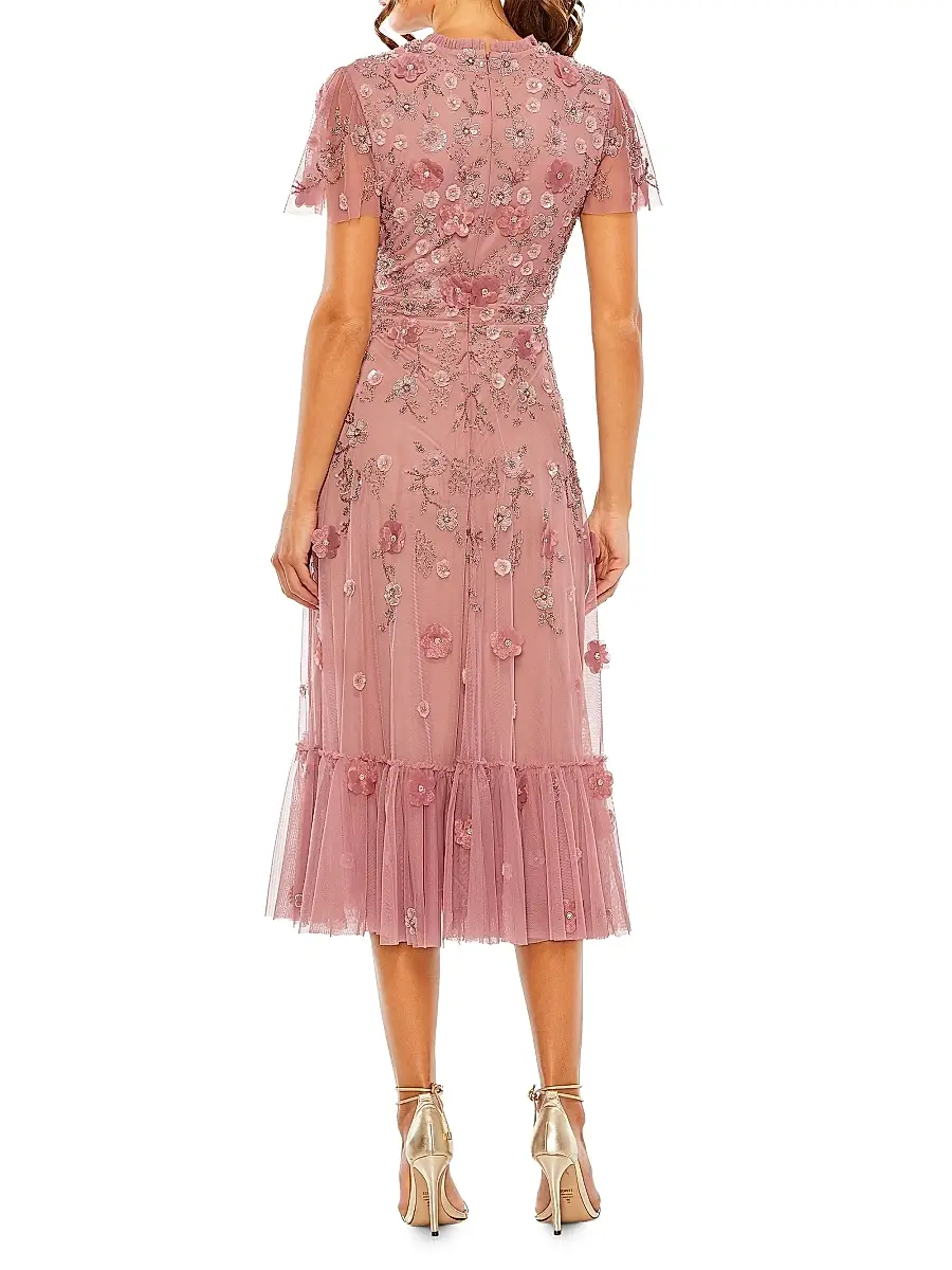Mac Duggal Women's Embellished Tulle A-Line Midi-Dress - Berry | Thumbnail 2 Mac Duggal Women's Embellished Tulle A-Line Midi-Dress - Berry | Thumbnail 2