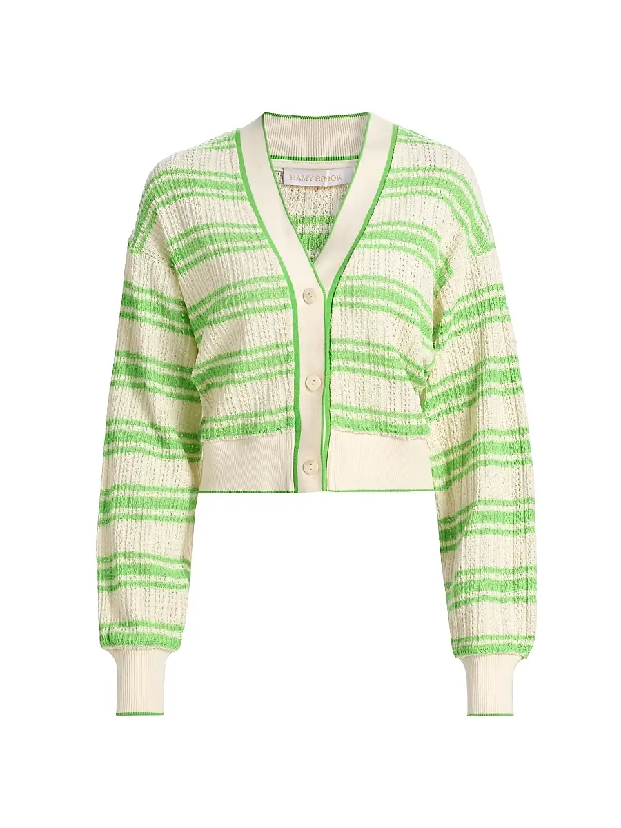 Ramy Brook Women's Romy Striped Open-Knit Cardigan