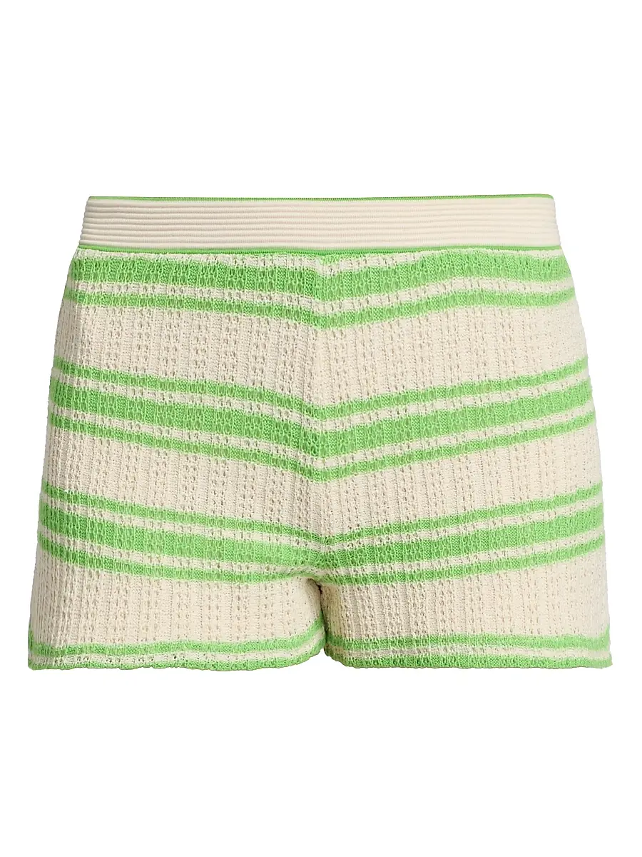 Ramy Brook Women's Olympia Striped Open-Knit Shorts