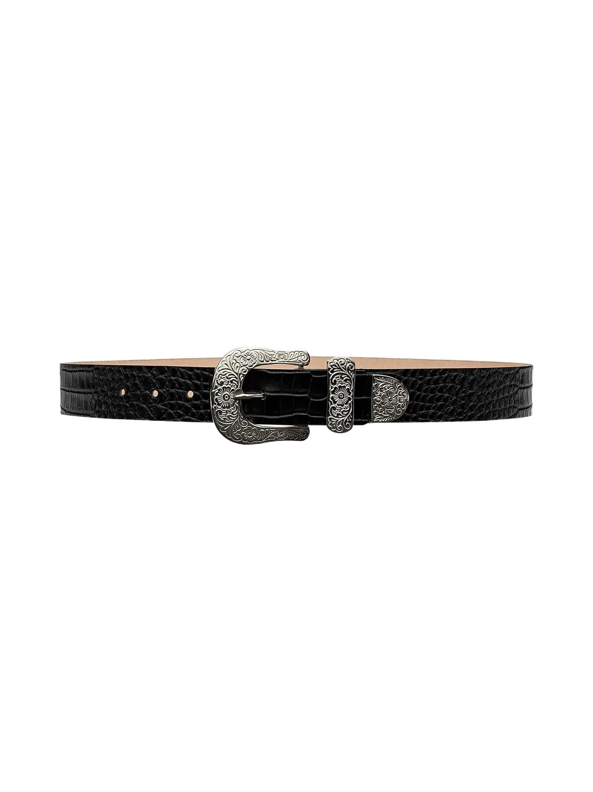 L'Agence Women's Otera Croc-Embossed Leather Belt